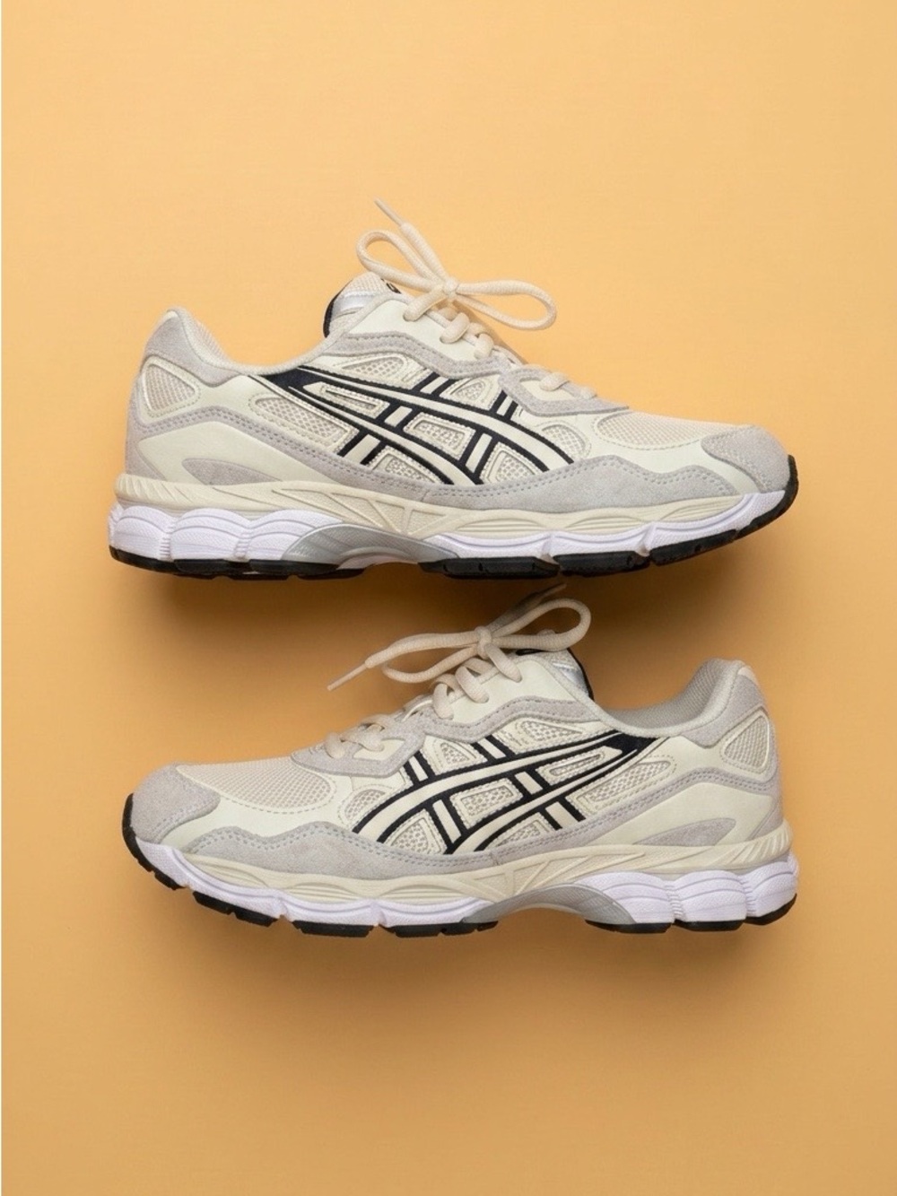 ASICS Men's Cream Athletic Sneakers with Black Logo